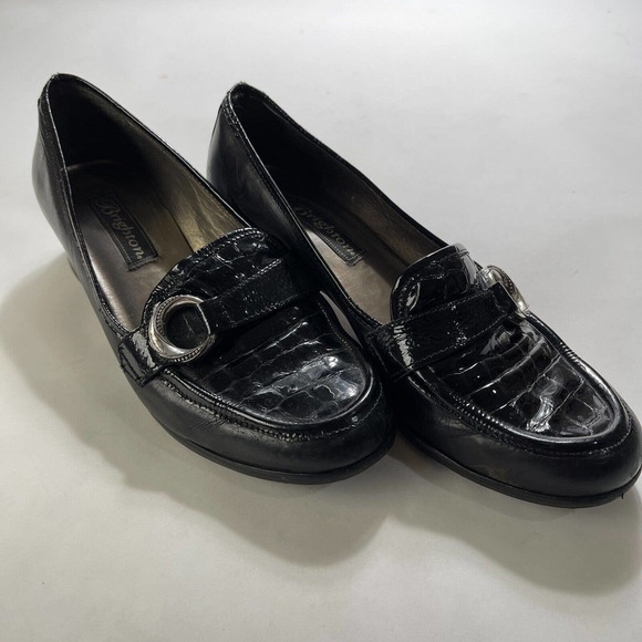 Brighton Shoes - Brighton Women's Stella Loafers Black Textured Leather Shoes Size 7M 7 M Medium